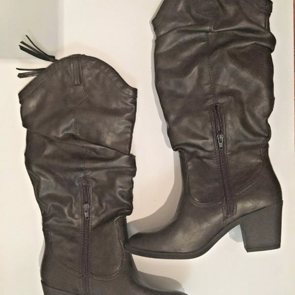 CALL IT SPRING Faux Leather Brown Cowboy Boots - Picture 8 of 14